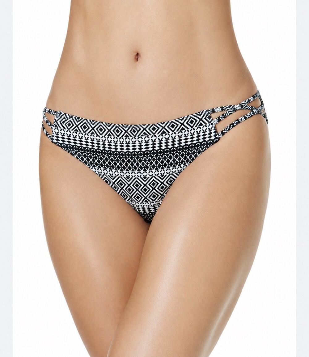 Victoria’s Secret Bikini Bottom L Black White Geometric Strappy Cutout Swim